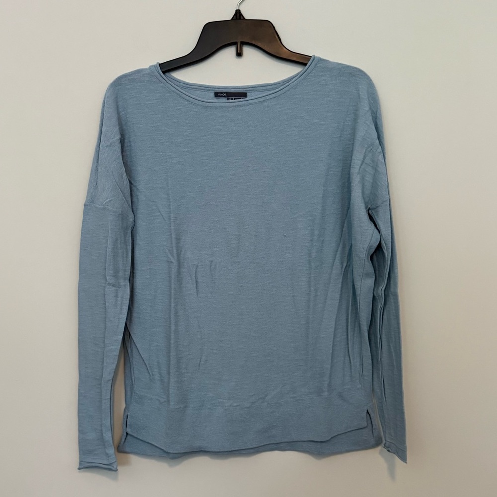 Vince Light Blue Crew Neck Lightweight Long Sleeve Sweater
